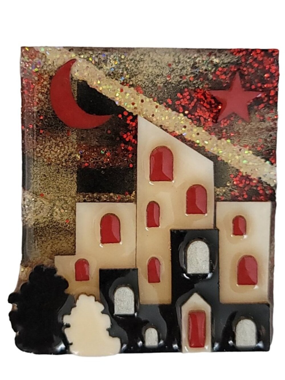 Lucinda Red Black Cream House Brooch K496